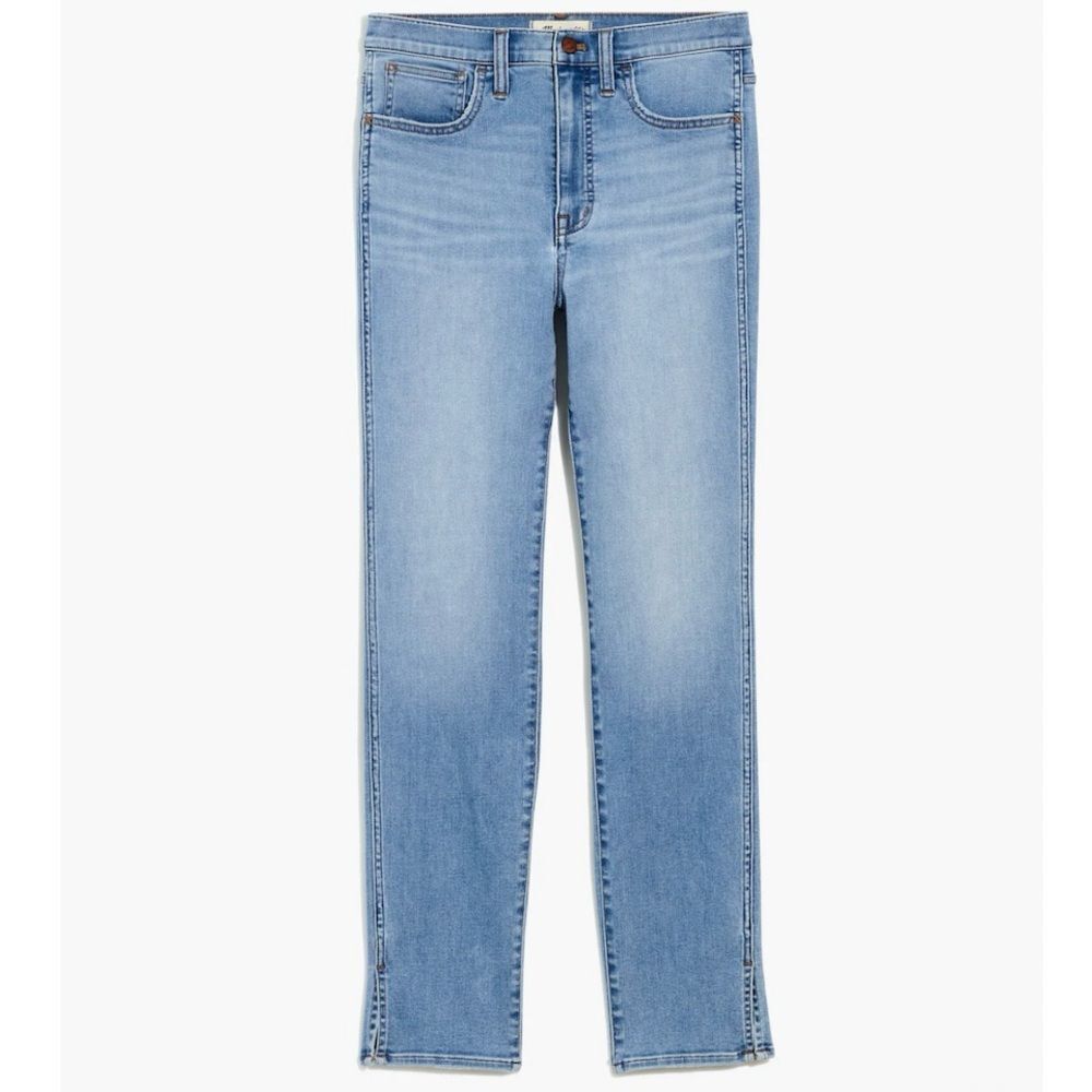 MADEWELL Roadtripper Stovepipe Slim Straight High Rise Jeans Slit Hem Blue 25